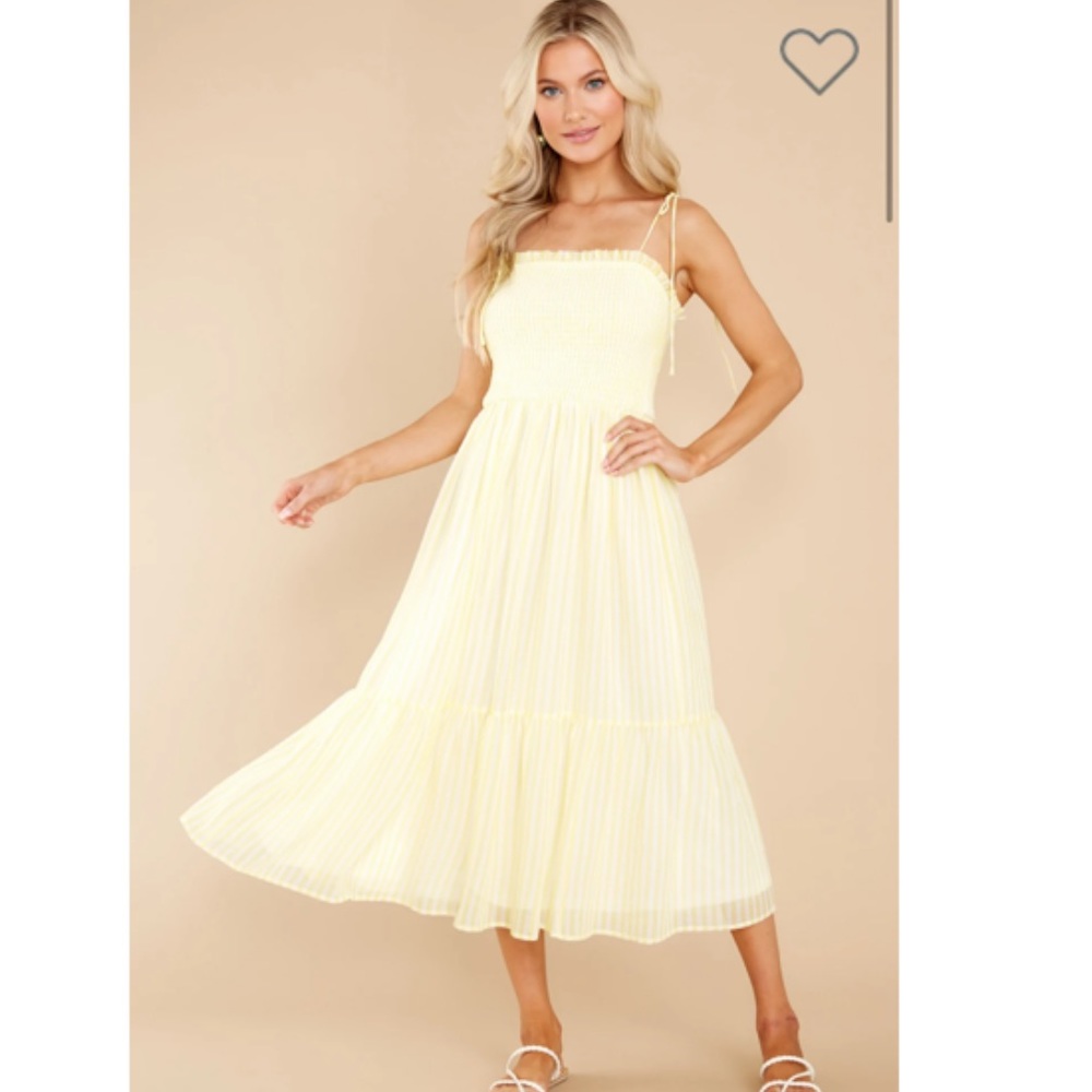 Aura Weekend Strolls Yellow Midi Dress Small
